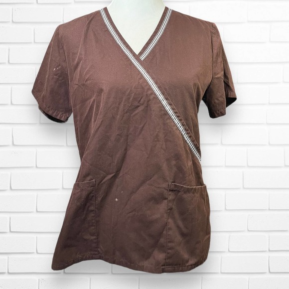 SB Scrub Top Faux Wrap V-neck Size Small - Picture 1 of 5